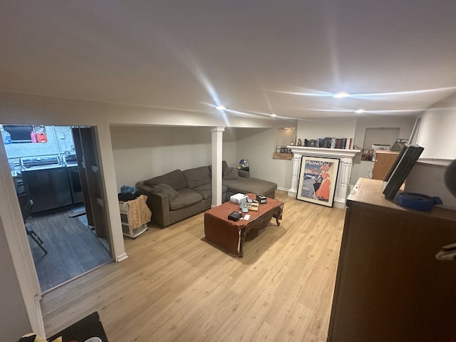 living room featuring light hardwood / wood-style flooring