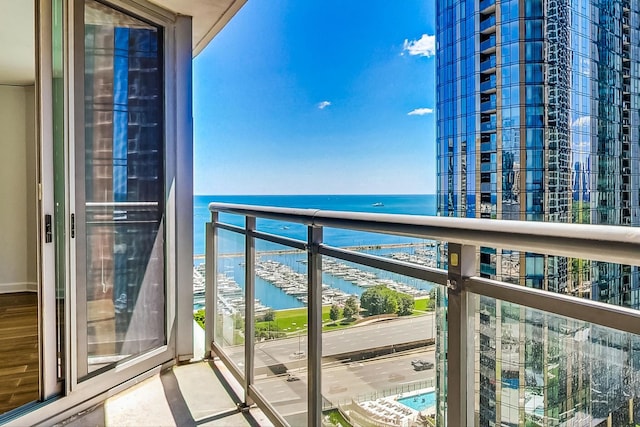 balcony with a water view