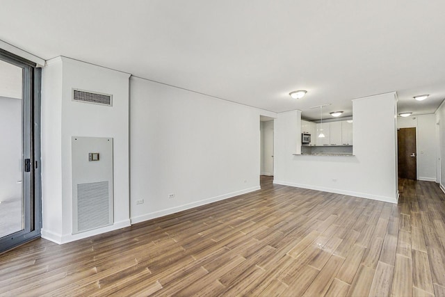 unfurnished living room featuring light hardwood / wood-style floors