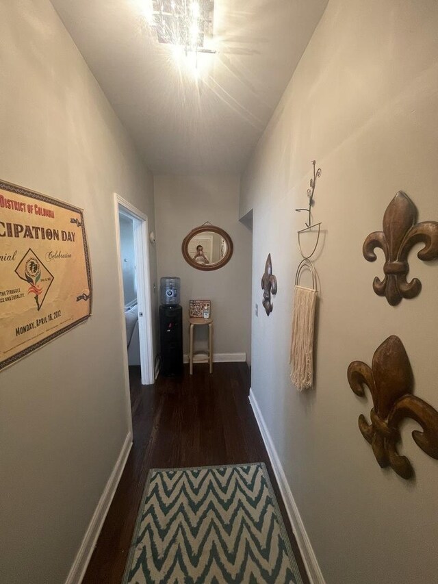 hall featuring dark wood-type flooring