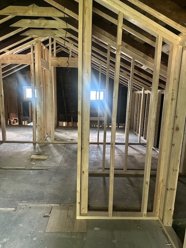 view of unfinished attic