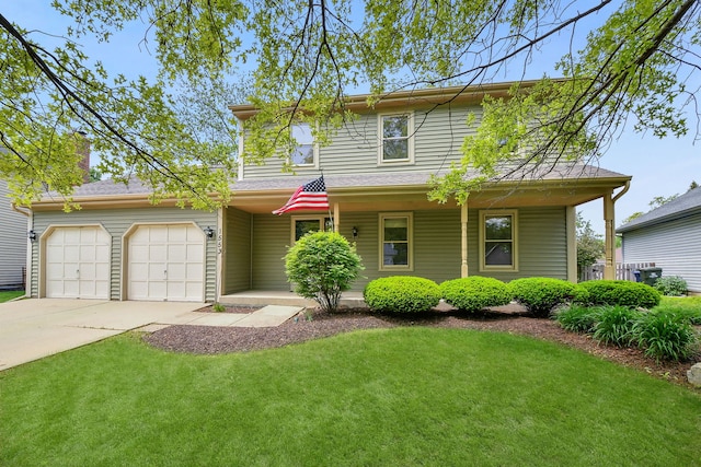 1553 Marquette Ave, Naperville, IL 60565 - traditional home featuring driveway, a front yard, an attached garage, and covered porch
