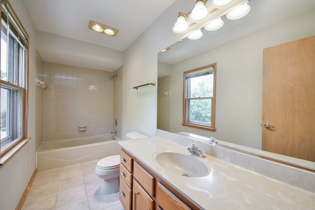 1553 Marquette Ave, Naperville, IL 60565 - bathroom with toilet, vanity, shower / tub combination, and tile patterned flooring