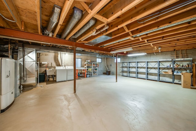 1553 Marquette Ave, Naperville, IL 60565 - unfinished below grade area with separate washer and dryer, a sink, and water heater