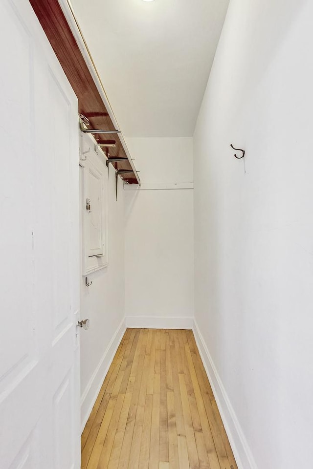 spacious closet with light hardwood / wood-style floors