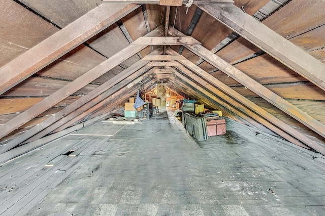 view of unfinished attic