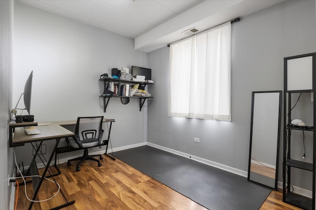 office area featuring hardwood / wood-style flooring