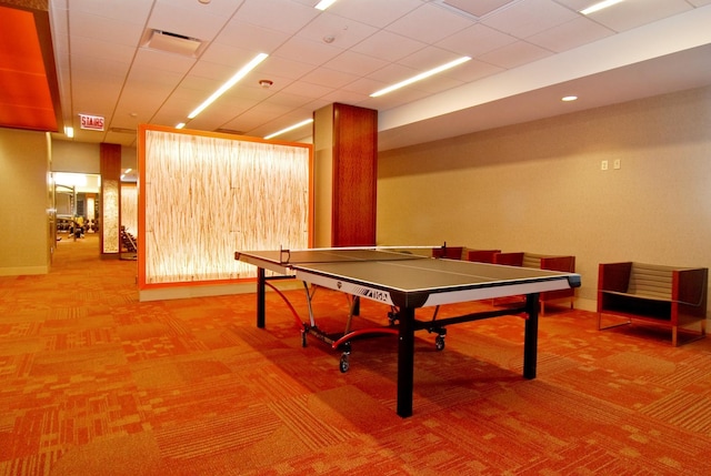 playroom with light colored carpet