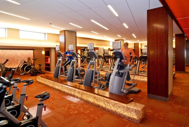 gym with carpet flooring