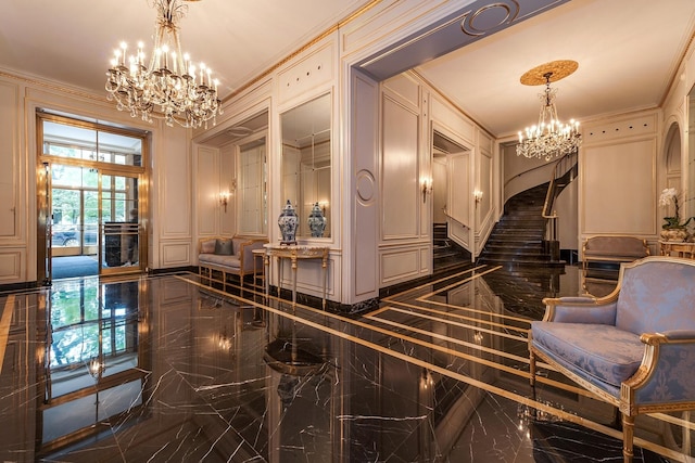 building lobby with stairway