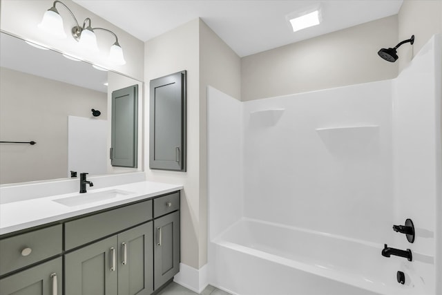 bathroom featuring shower / bathtub combination and vanity