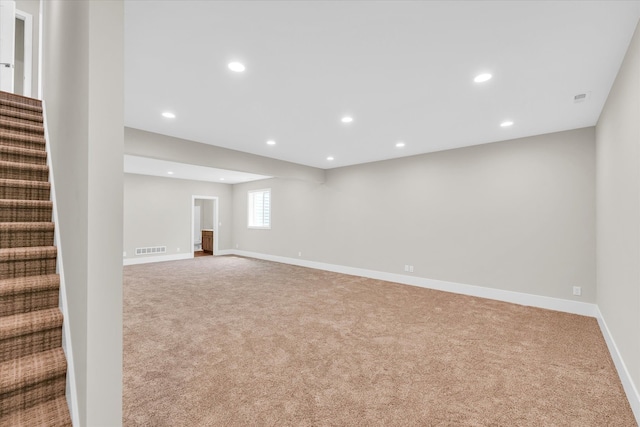 basement featuring carpet