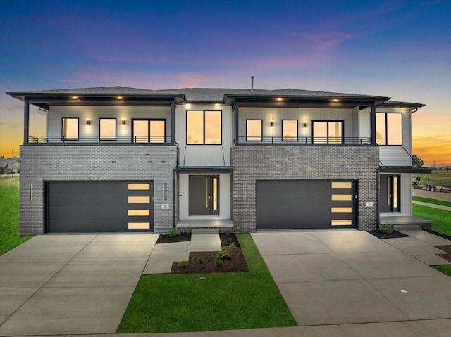 view of front of property with a garage