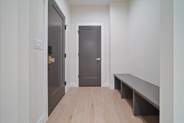 mudroom featuring light hardwood / wood-style flooring