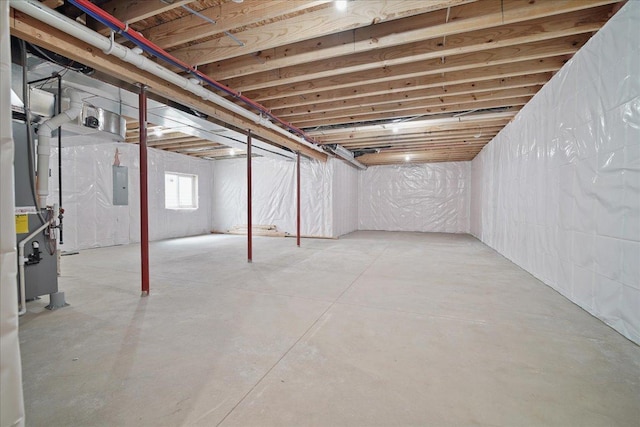 basement with electric panel