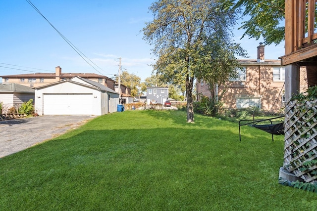 view of yard featuring a garage