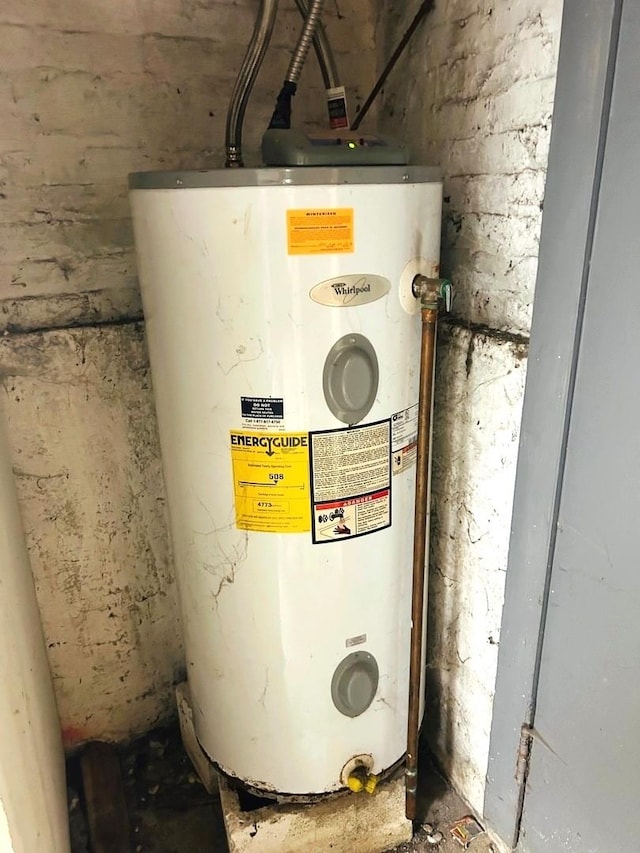 utility room featuring water heater