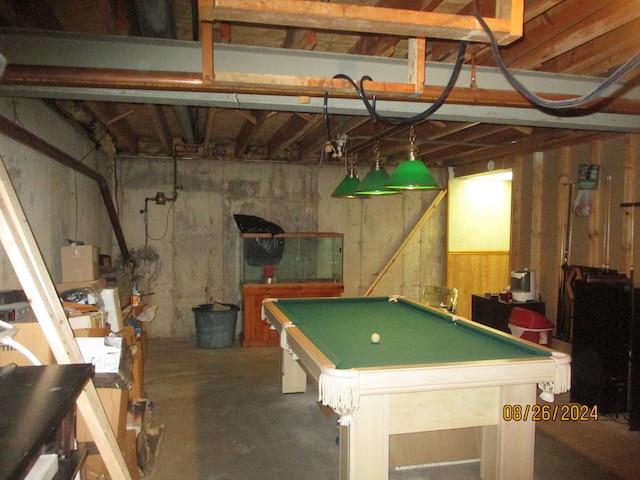 game room with concrete flooring and pool table