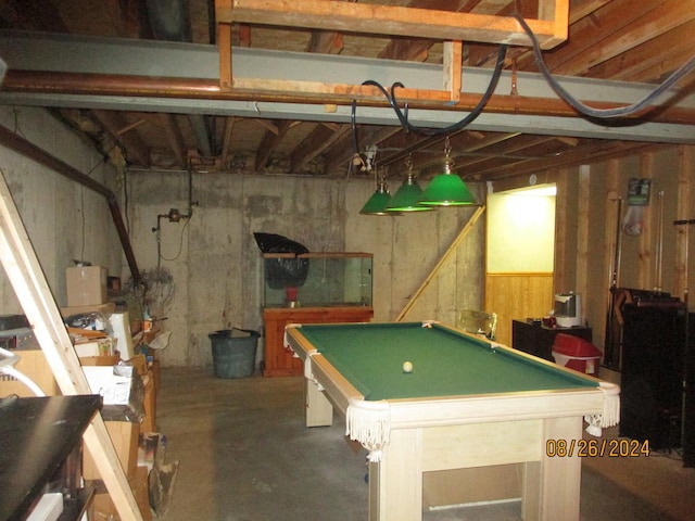 game room with concrete floors and billiards table