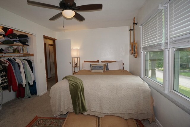 bedroom featuring carpet and ceiling fan