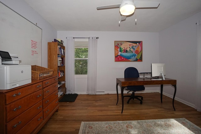 office area featuring dark wood-type flooring