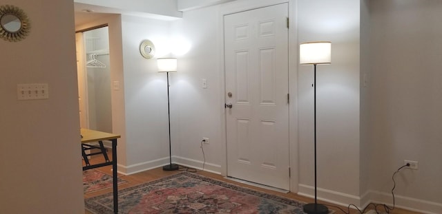 foyer entrance featuring wood-type flooring