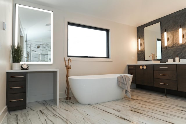 15W601 Grant St, Burr Ridge, IL 60527 - bathroom featuring vanity and separate shower and tub