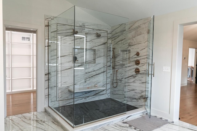 15W601 Grant St, Burr Ridge, IL 60527 - bathroom featuring hardwood / wood-style floors and a shower with door