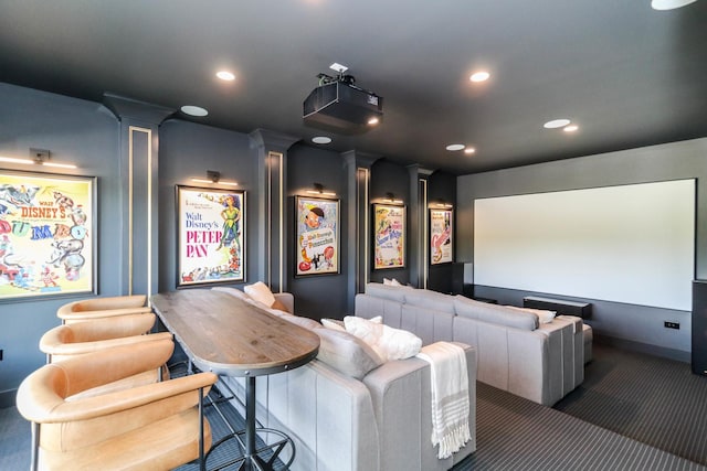 15W601 Grant St, Burr Ridge, IL 60527 - cinema room with decorative columns and dark carpet