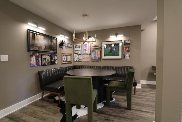 15W601 Grant St, Burr Ridge, IL 60527 - dining room with breakfast area, dark hardwood / wood-style floors, and a notable chandelier