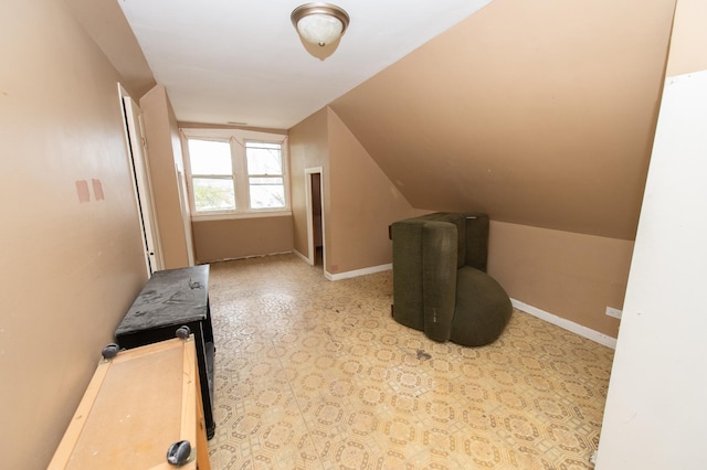 additional living space featuring lofted ceiling