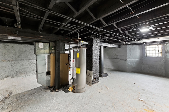 basement with water heater