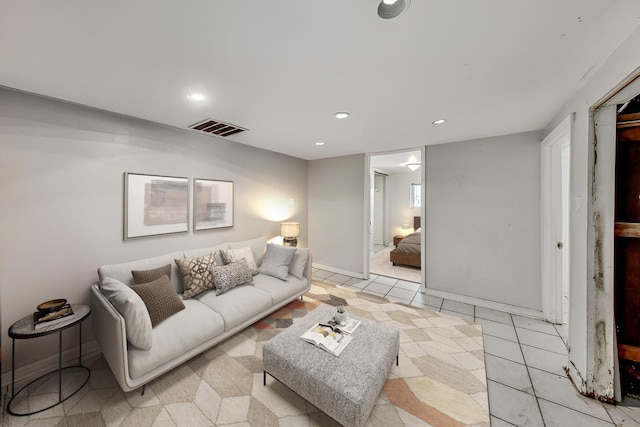 view of tiled living room