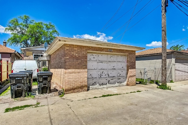 exterior space with a garage