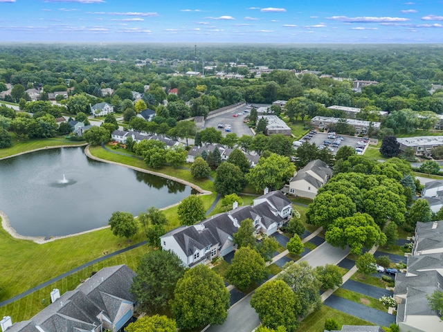 bird's eye view with a water view and a residential view