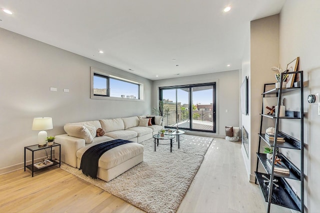 living room with hardwood / wood-style floors