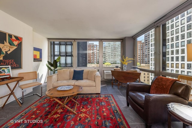 living room featuring expansive windows