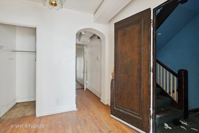 corridor featuring light hardwood / wood-style flooring