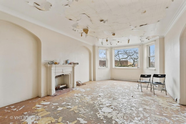 living room featuring ornamental molding