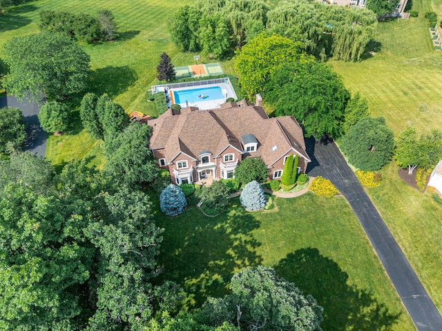 drone / aerial view with a rural view