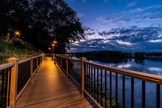 view of dock featuring a water view