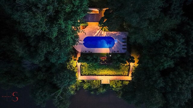 view of aerial view at twilight