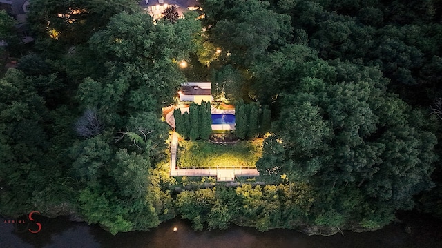 view of aerial view at night