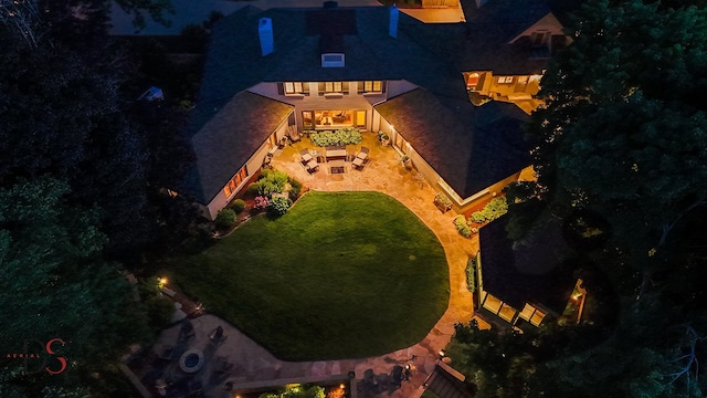 view of aerial view at twilight