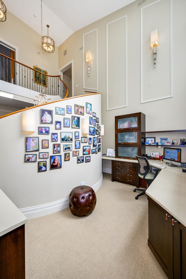 office featuring light carpet