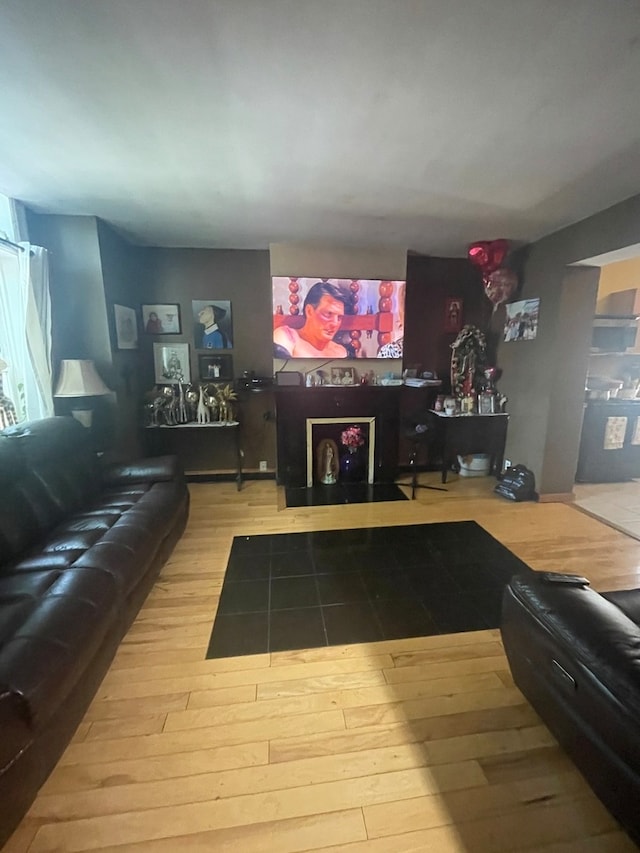 living room with light wood-type flooring