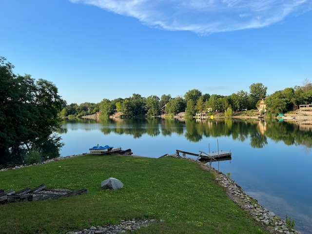 dock area with a water view