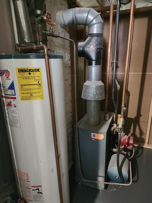 utility room with gas water heater