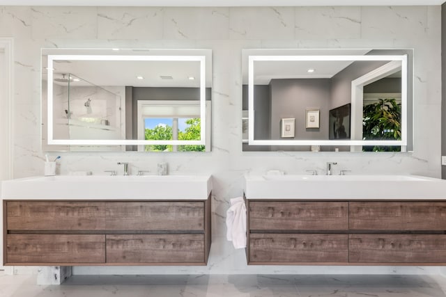 bathroom featuring vanity and tile patterned flooring