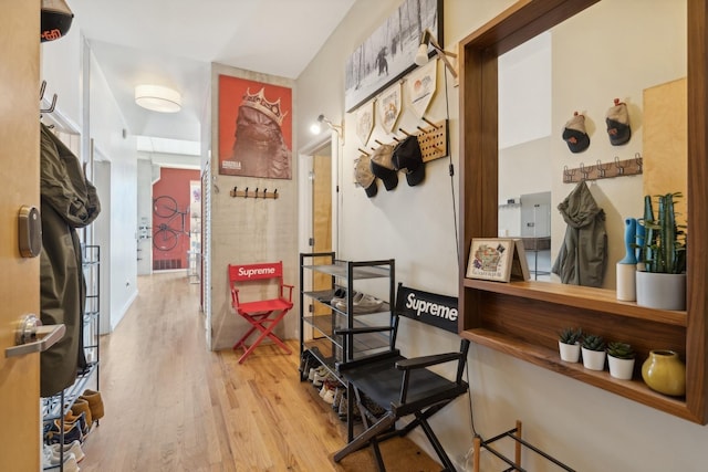 mudroom with light wood-type flooring